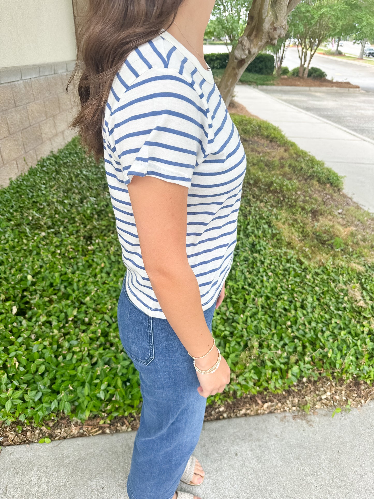 Junie Striped Tee - True Navy