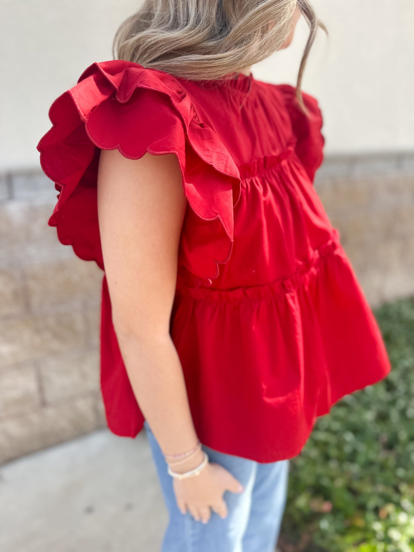 Sweetheart Scallop Sleeve Top