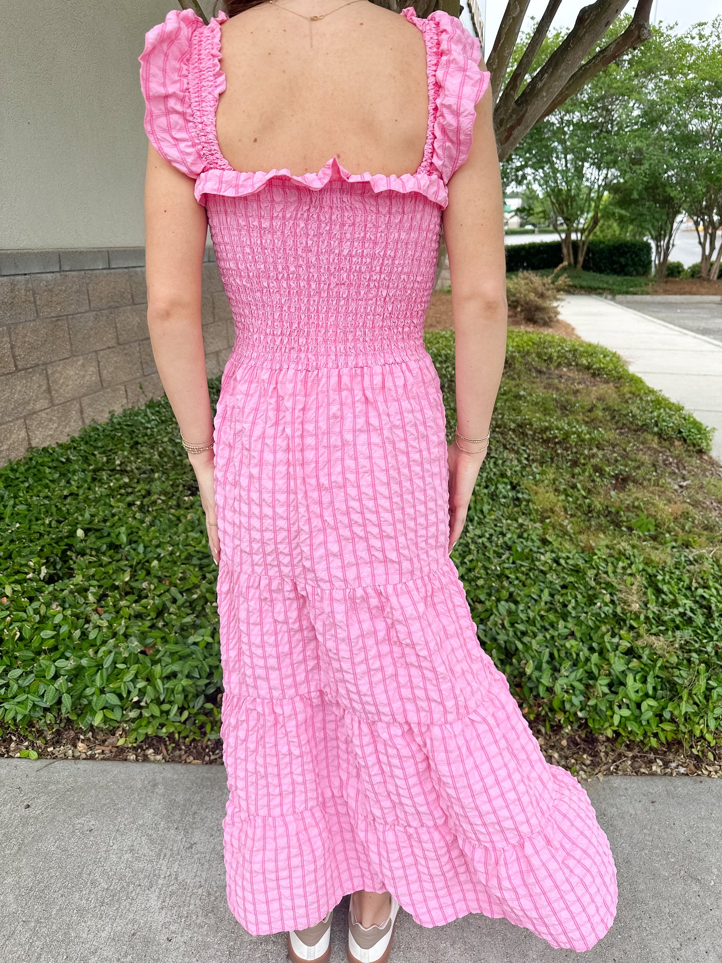 Bianca Tiered Textured Maxi - Pink