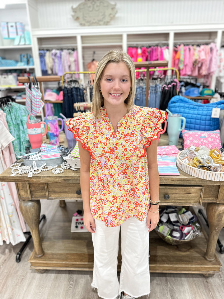 Annie Ruffle Sleeve Top