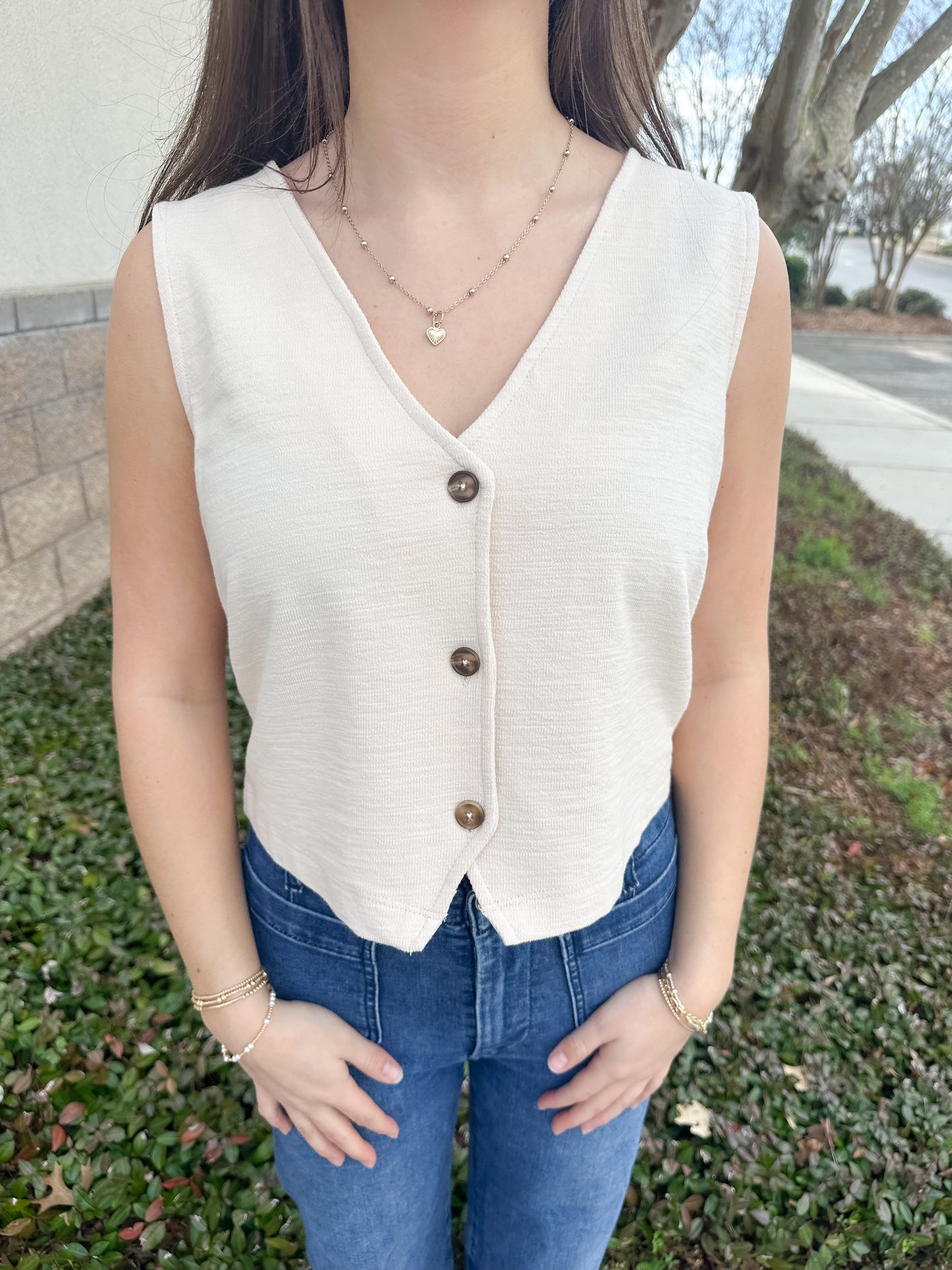 Noelle Textured Tank Top - Whisper White