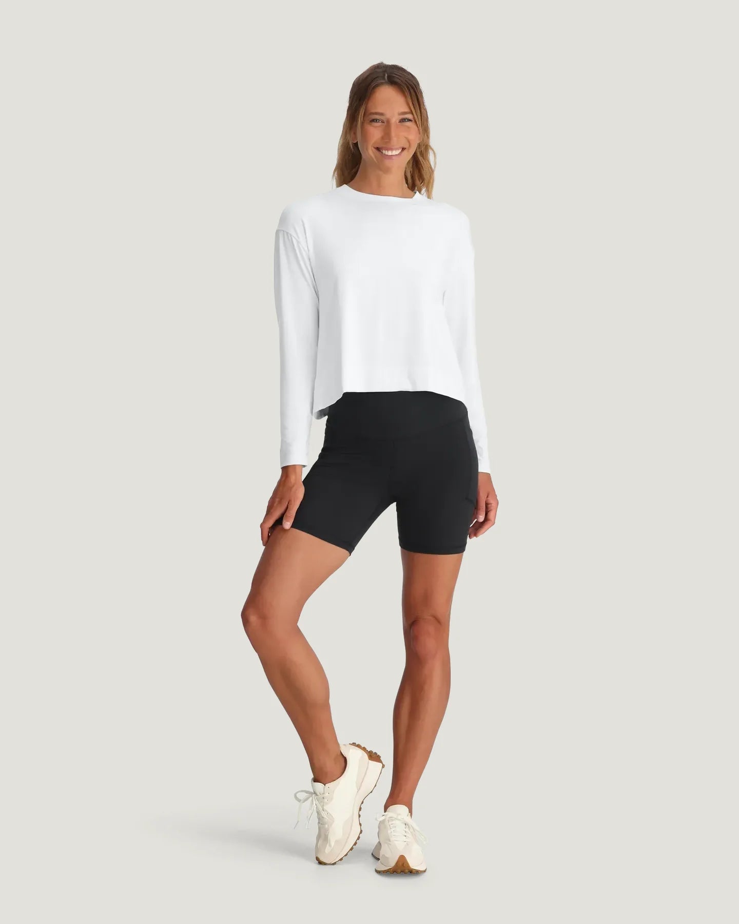 Free Fly Women’s Bamboo Shade Crossover Long Sleeve - Bright White