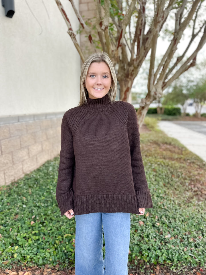Emerge Funnel Neck Sweater - Chocolate