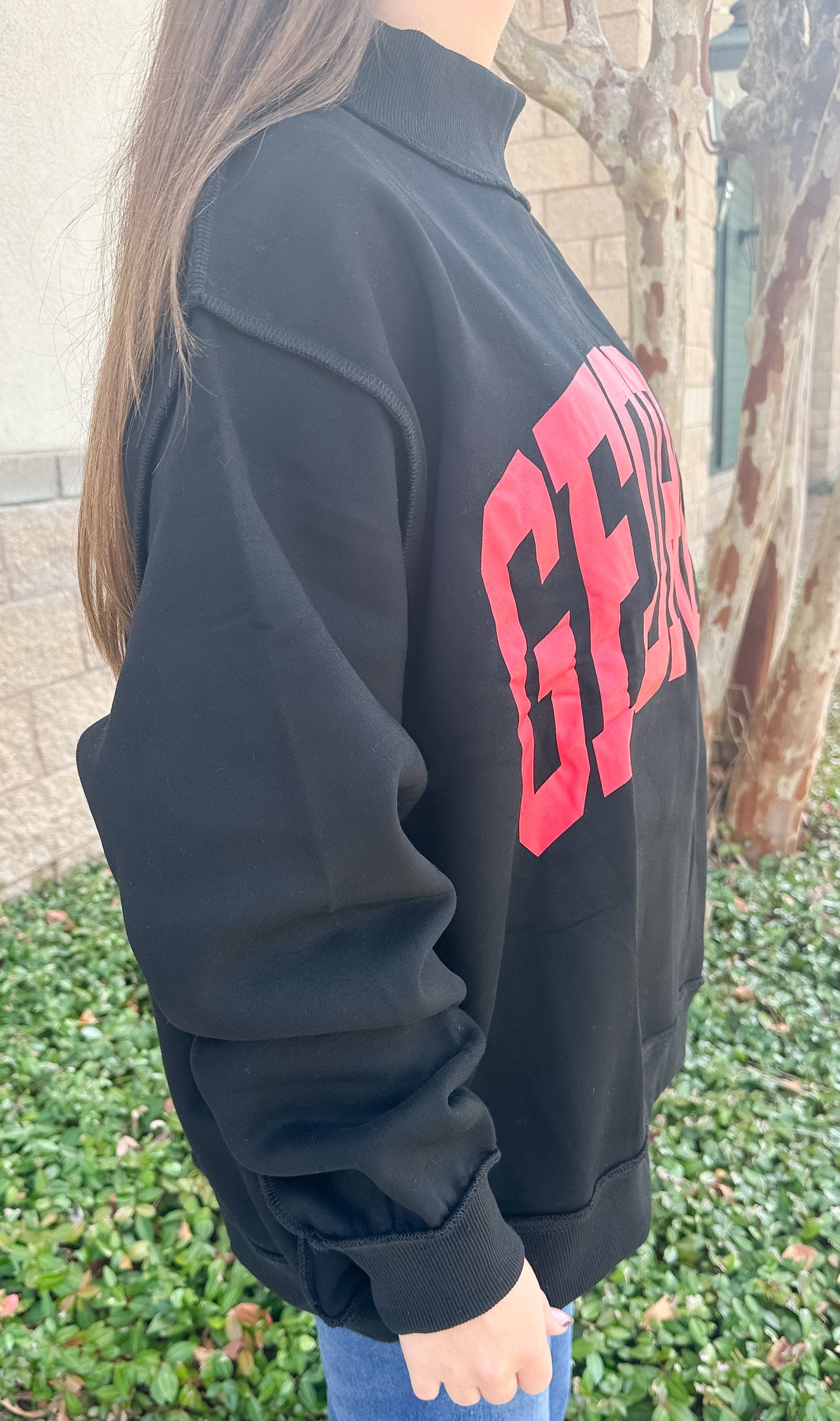 Georgia Reversible Mockneck Sweatshirt - Black