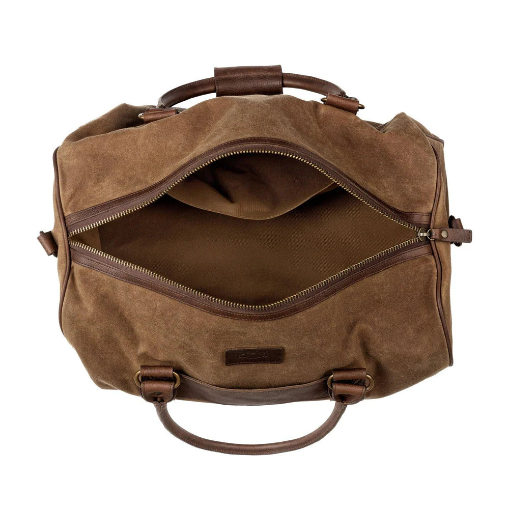 Mission Mercantile Campaign Waxed Canvas Medium Field Duffle Bag - Smoke Brown