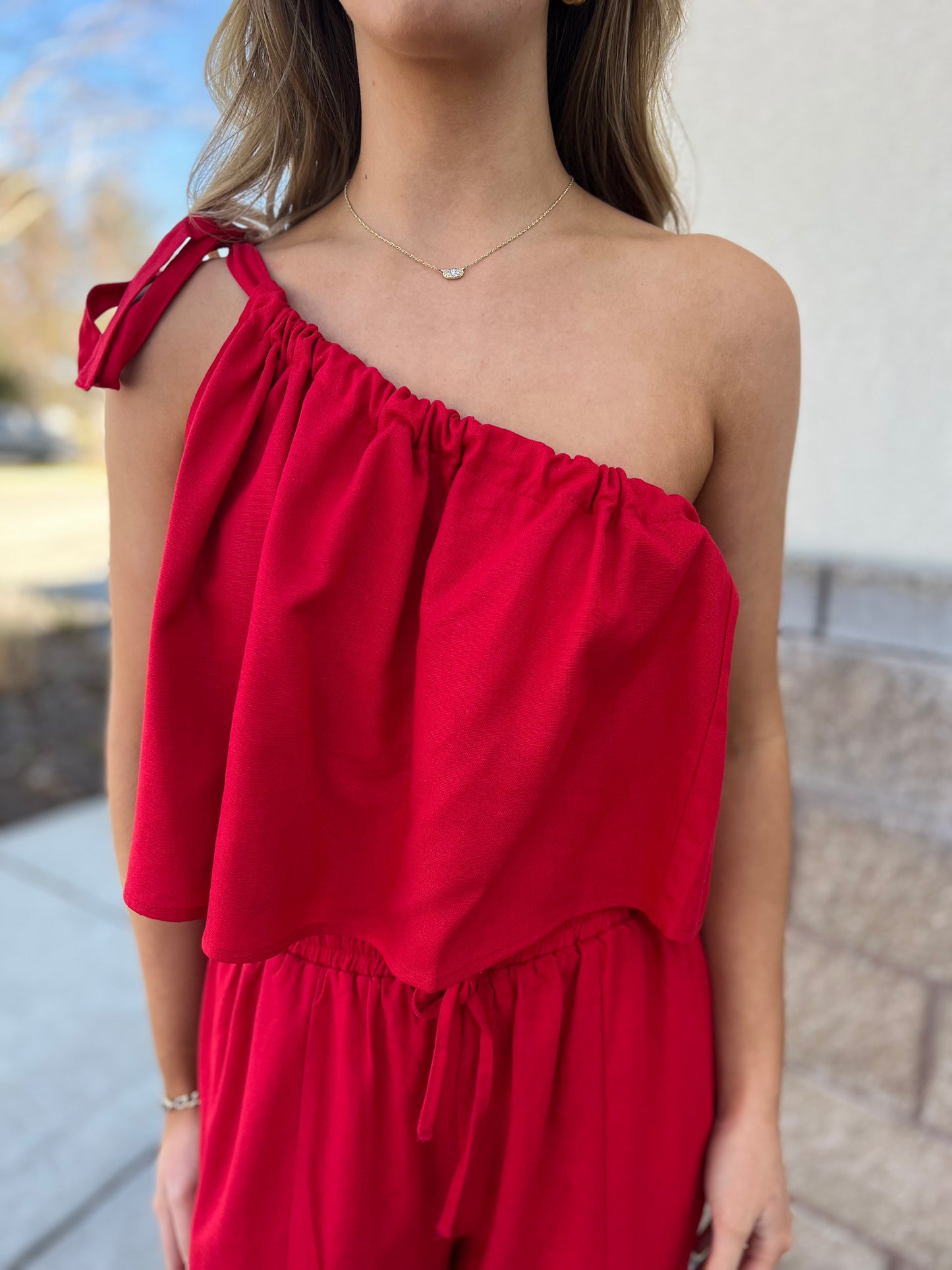 Callie One Shoulder Tie Tank