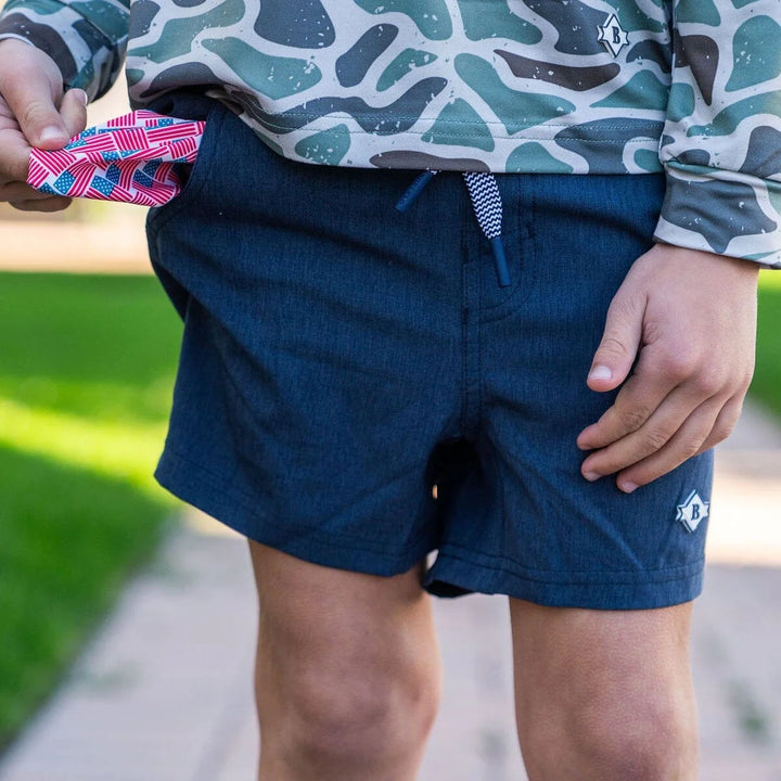Burlebo Youth Athletic Short - Heathered Navy