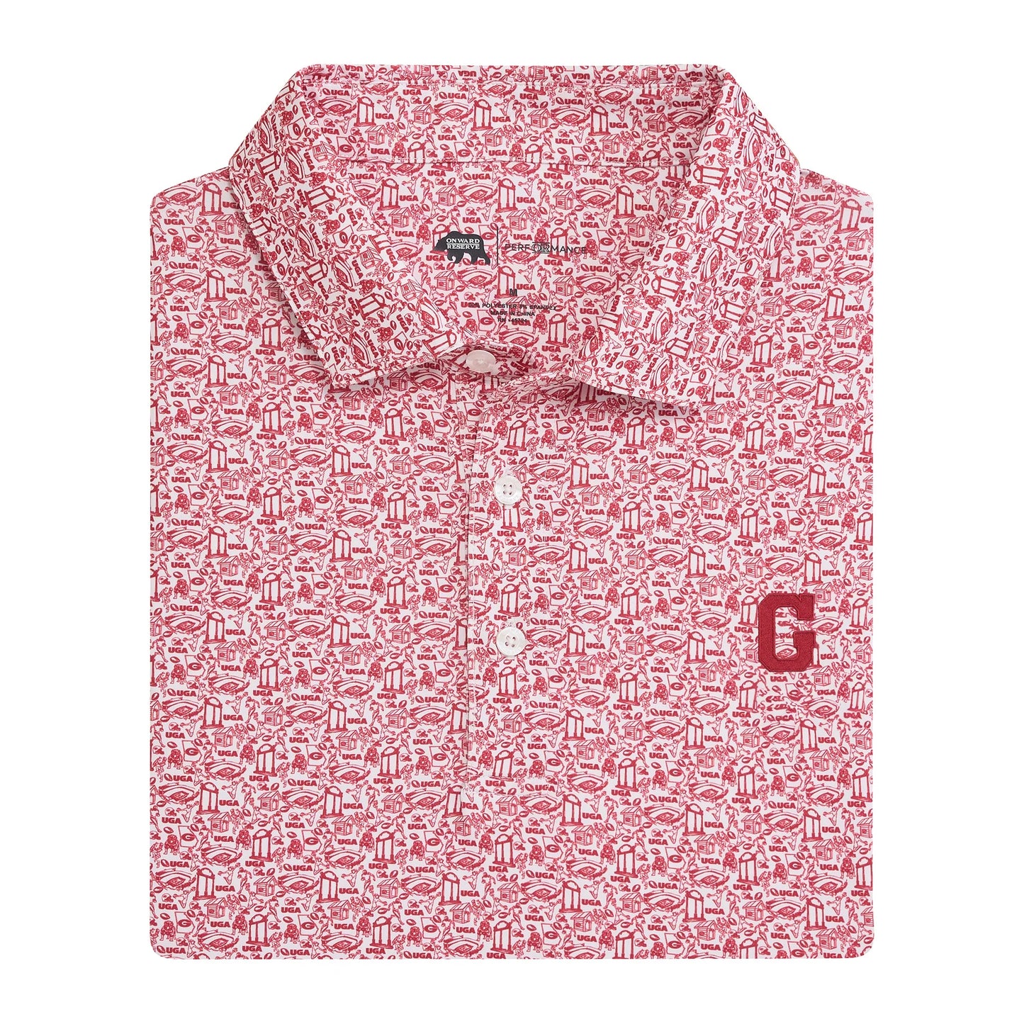 Onward Reserve UGA Georgia Icons Printed Performance Polo - Dawgs