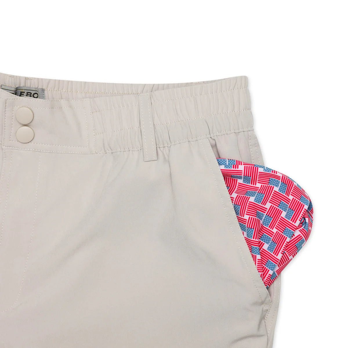 Burlebo Men’s S26 7” Everyday Short - Light Khaki - American Flag Pocket