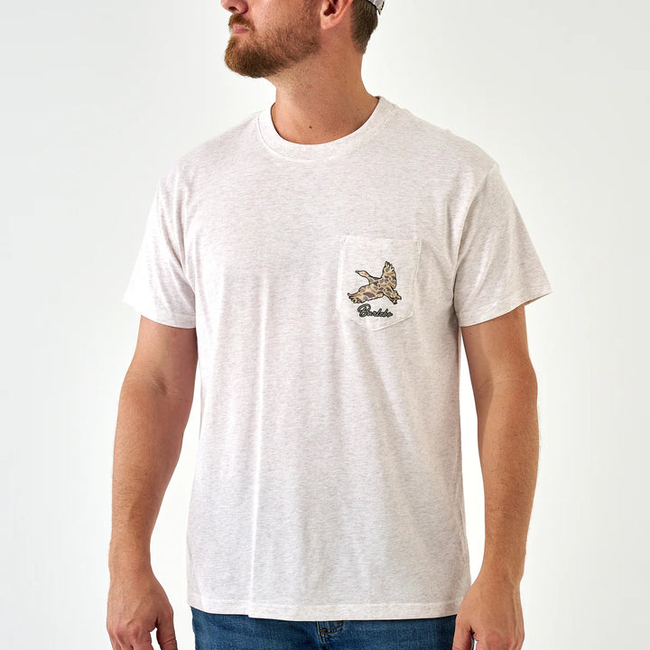 Burlebo Men’s  Flying Pintail Camo Duck Pocket T-Shirt - Oatmeal