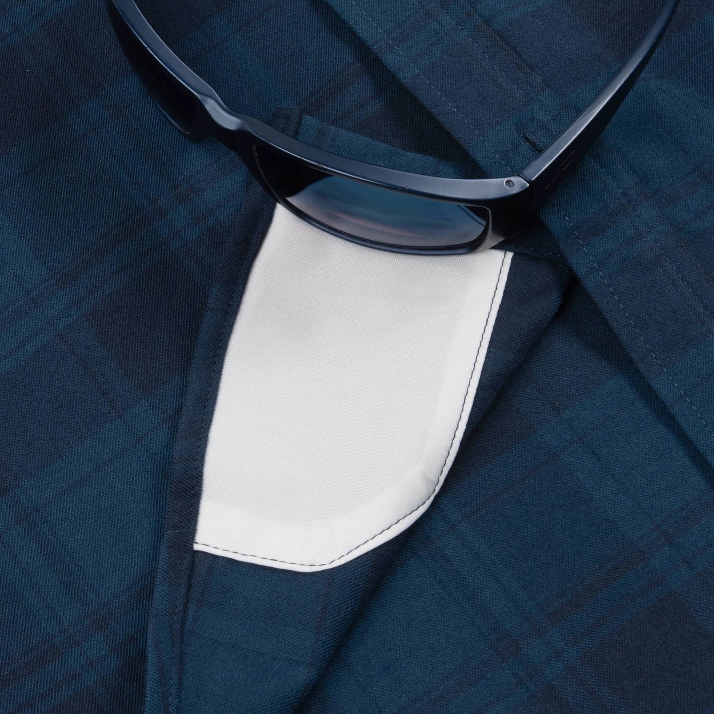 Poncho Men’s “The Blue Goose” Regular Performance Flannel - Dark Blue Plaid