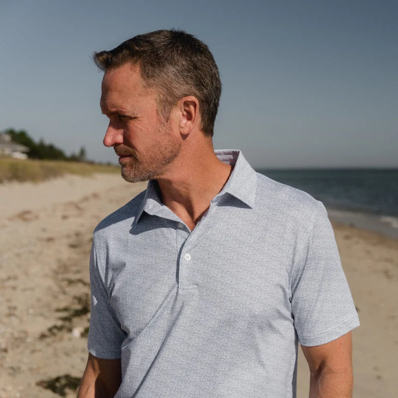 Genteal S26 Great White Printed Performance Polo - Ice Blue