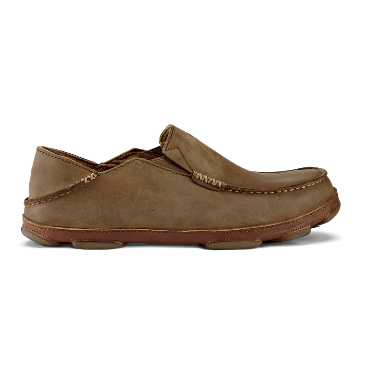 OluKai Men’s Moloā Leather Slip-On Shoe - Ray|Toffee