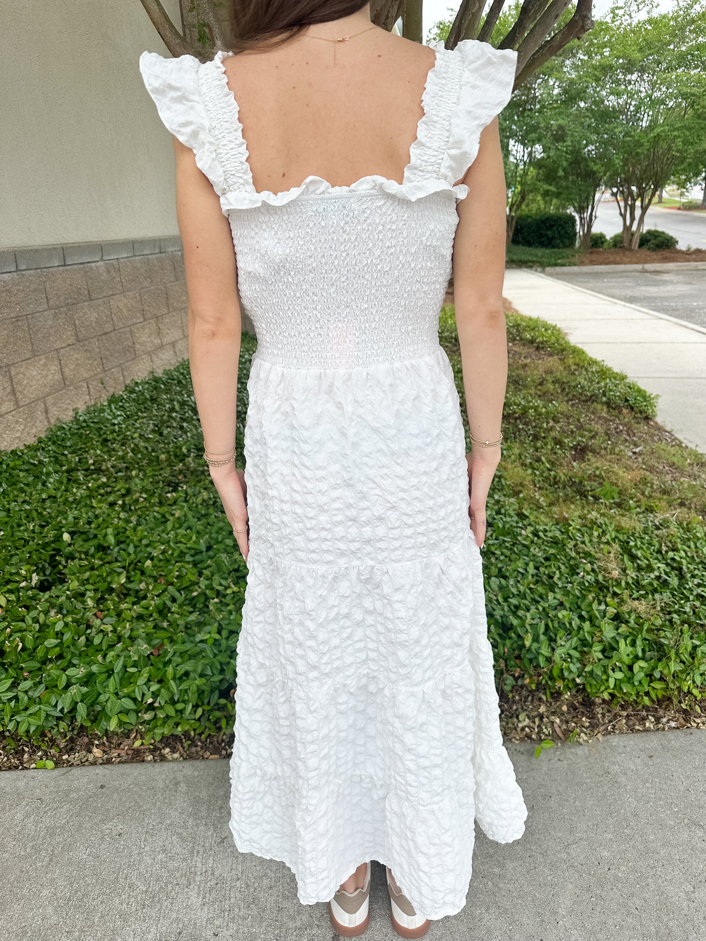 Bianca Tiered Textured Maxi - White