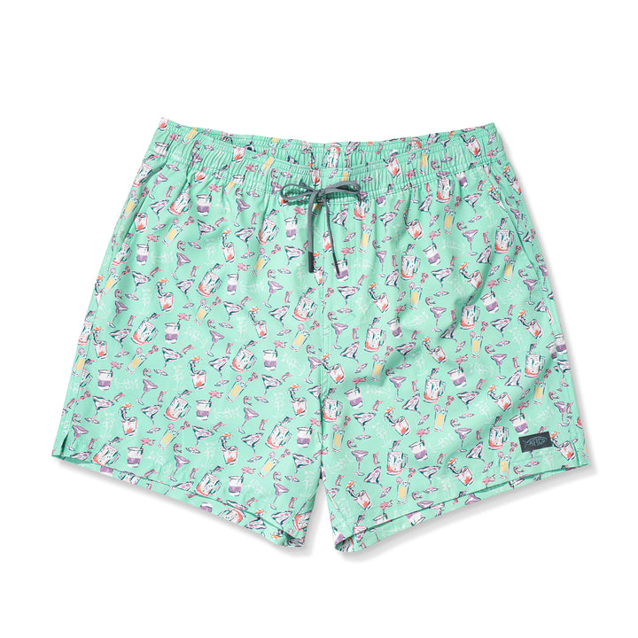 Aftco Men’s Strike Printed Swim Shorts 5.5” - Beach Glass