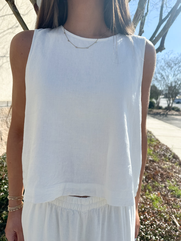 Sloane Linen Top - White