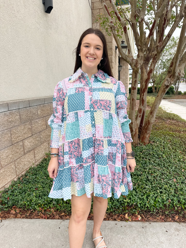 Allison Dress - Blue Quilt