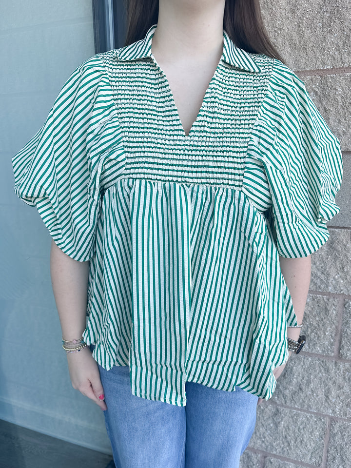 Lynn Striped Top - Green