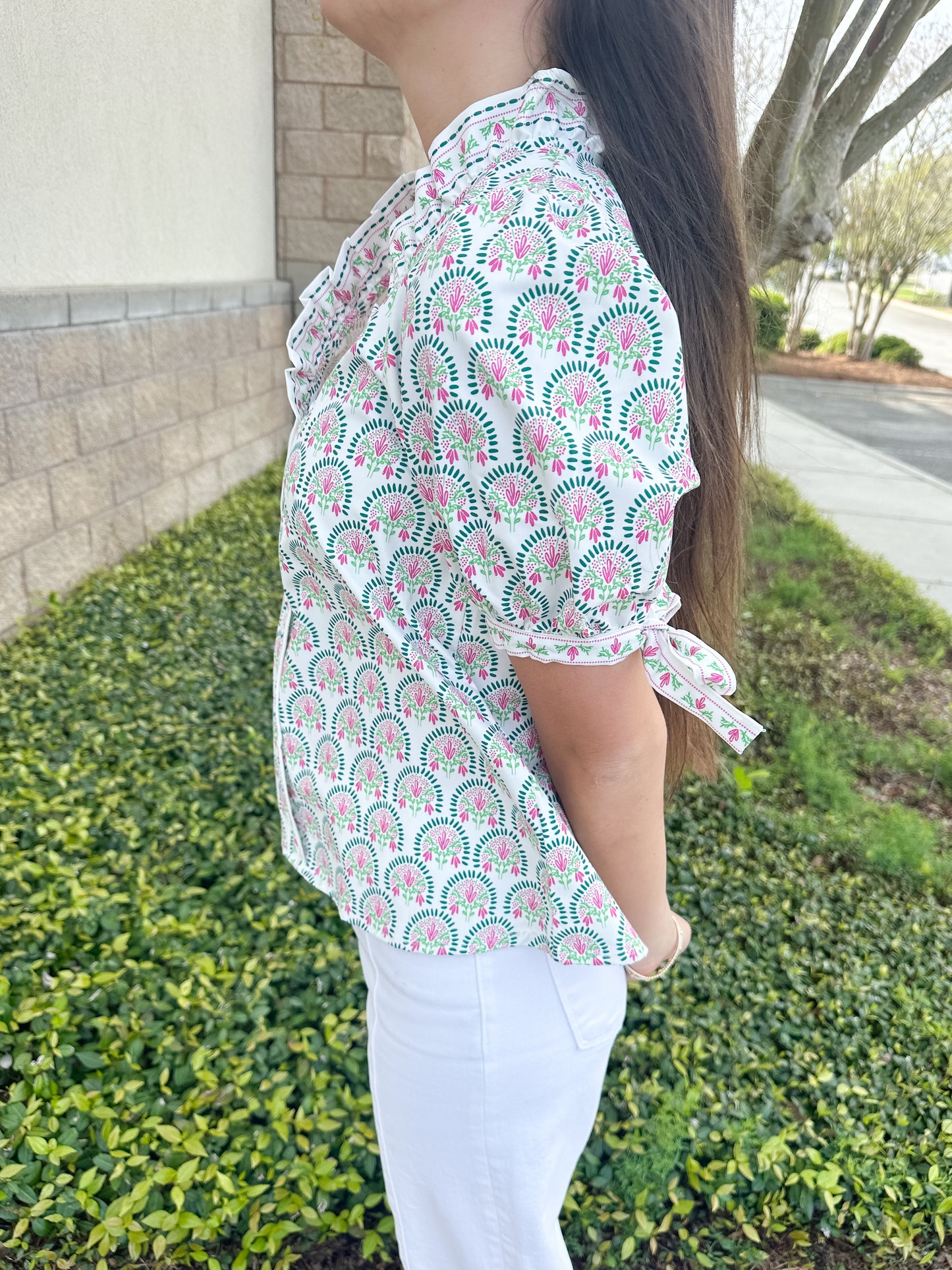 Brynn Top - Sunshower Flora White