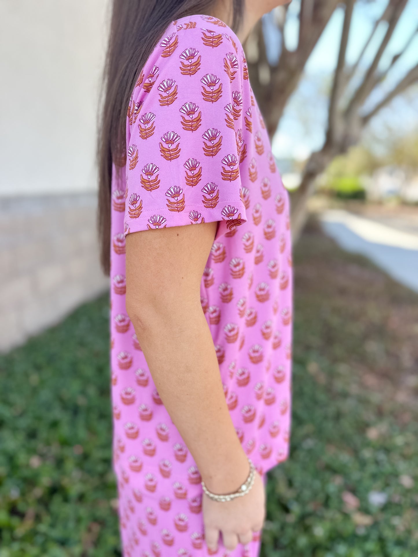 Alli Floral Fouland Pajama Pant Set - Pink