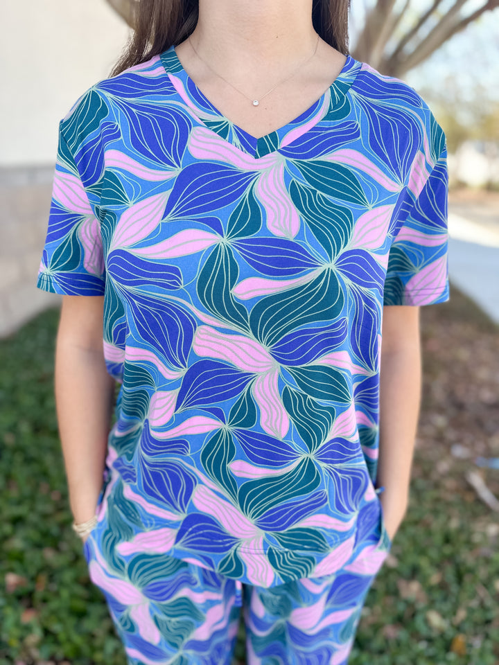 Alli Glow Over Pajama Pant Set - Blue