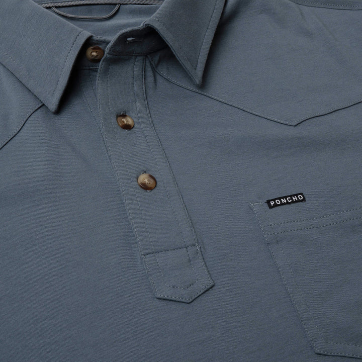 Poncho Men’s “The Dinner Bell” Regular Pima Cotton Polo - Slate Blue