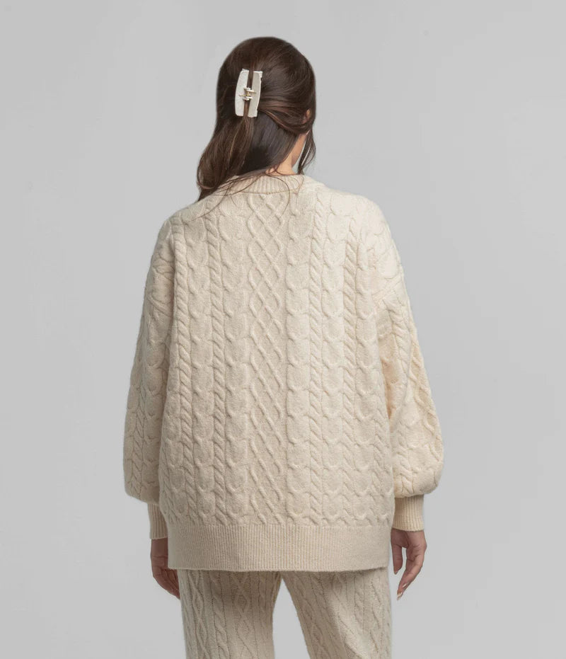 SSCO Women’s Comfy Cozy Cable Sweater - Parchment