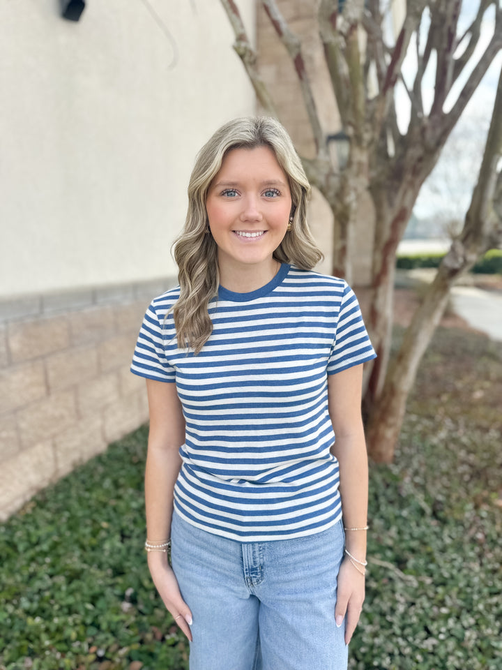 Tourist Striped Tee - Calypso Indigo