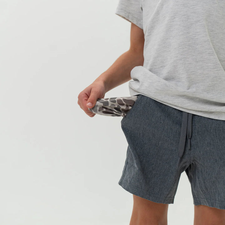 Burlebo Youth Athletic Short - Grizzly Grey - Deer Camo Liner