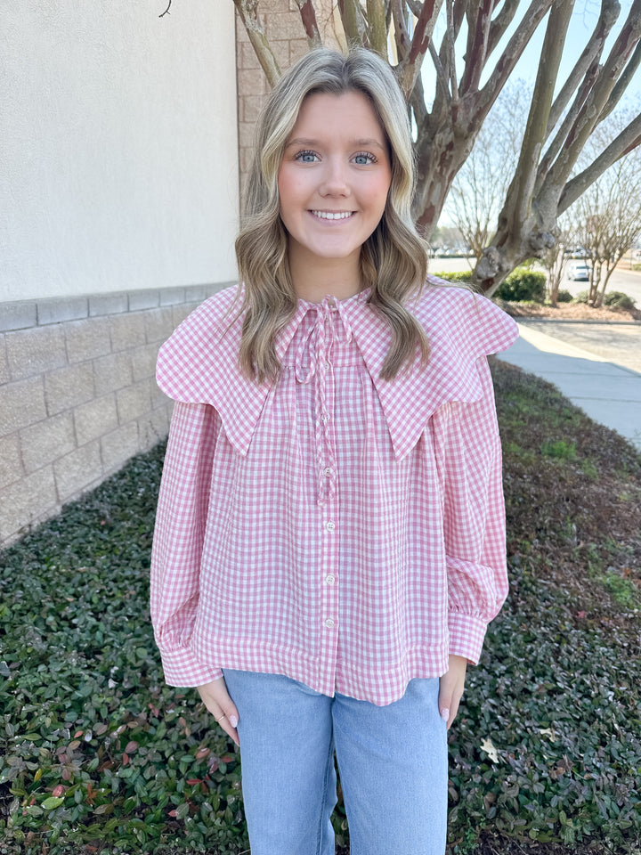 Madelyn Gingham Top - Pink