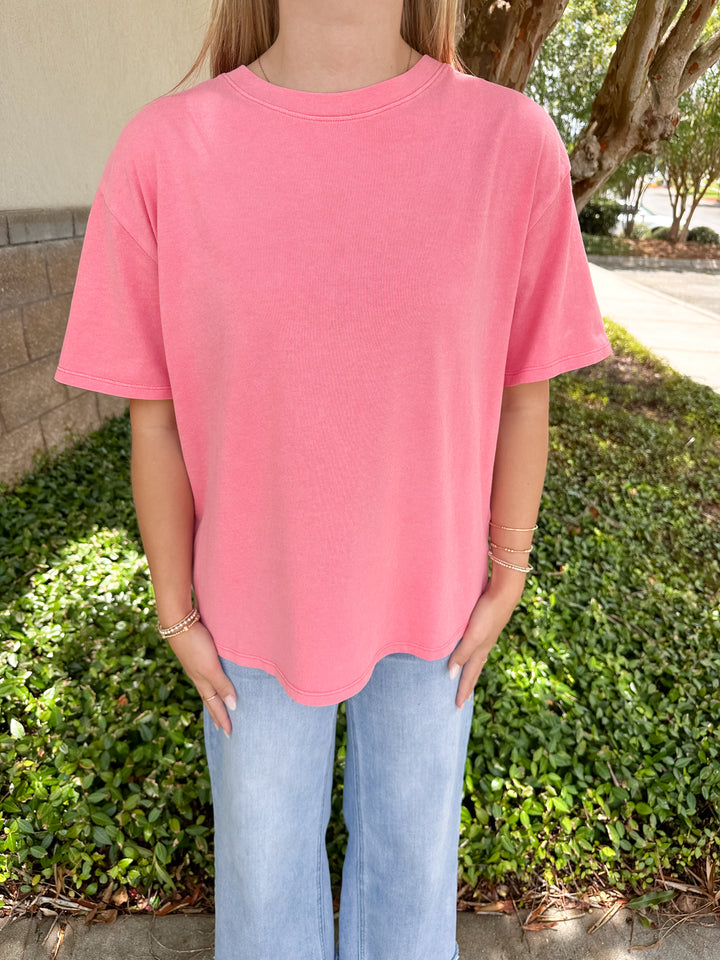 Velma Basic Tee - Taffy Pink