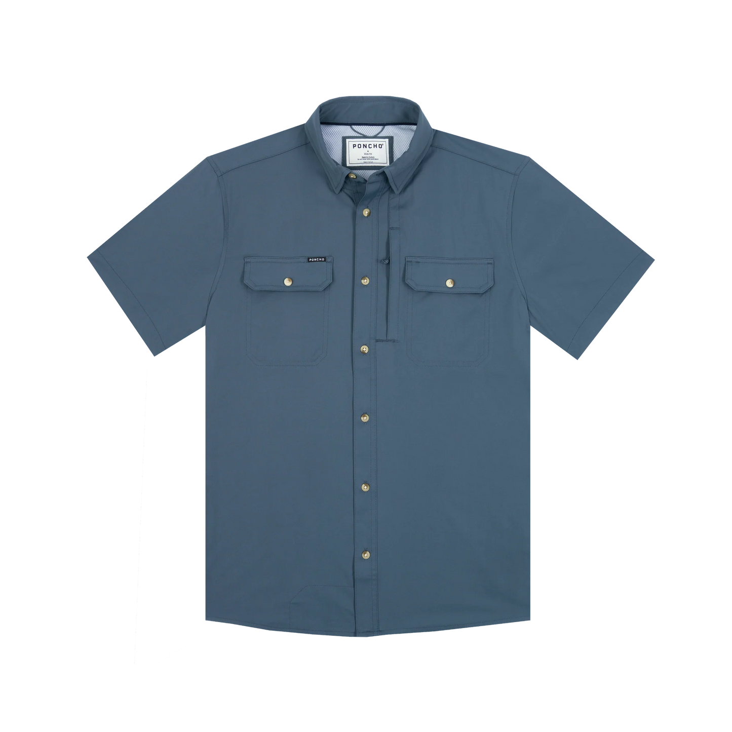 Poncho Men’s “The Ahi” S/S Slim Shirt - Slate Blue