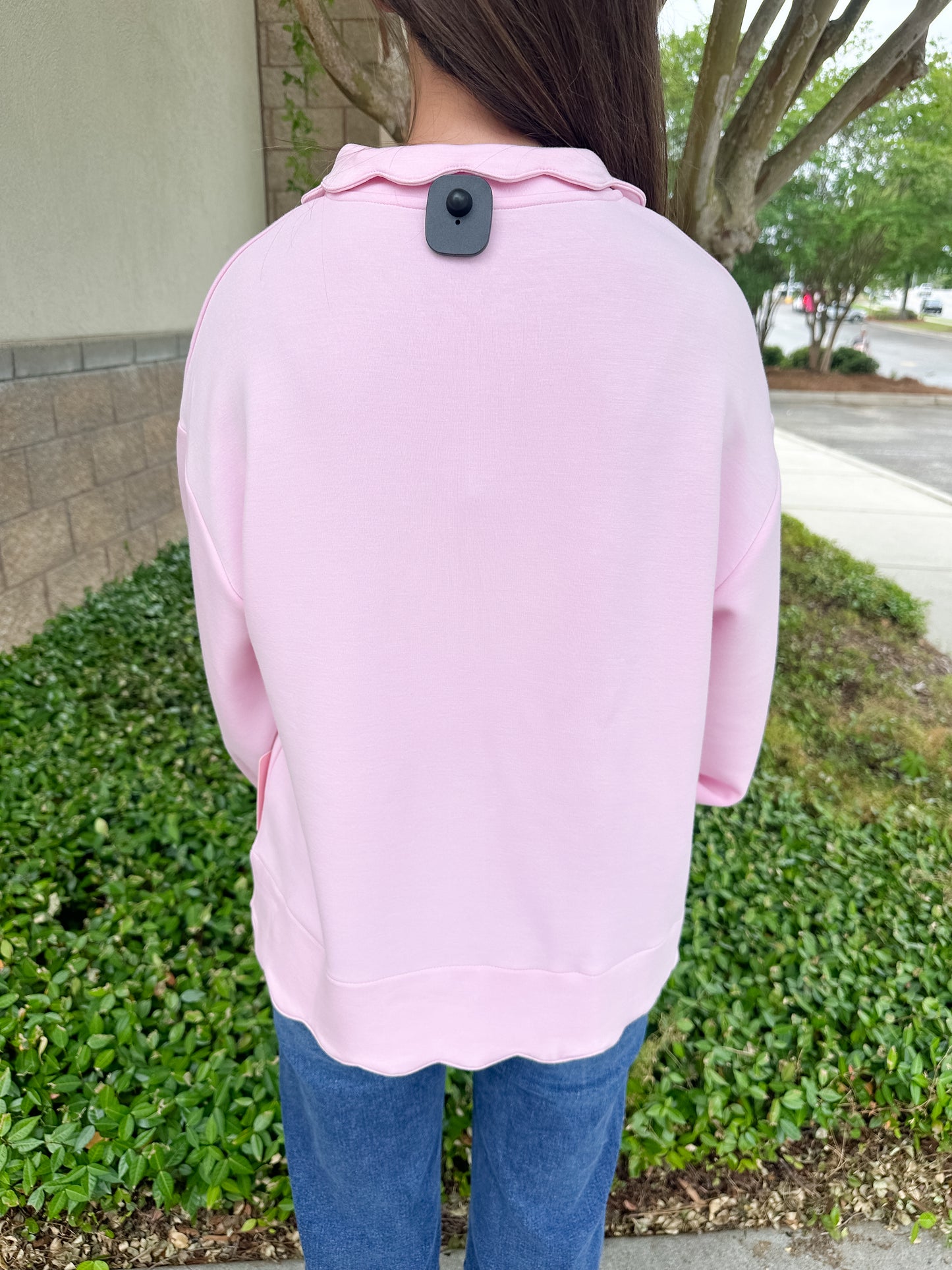 Rae Scalloped Pullover - Blush