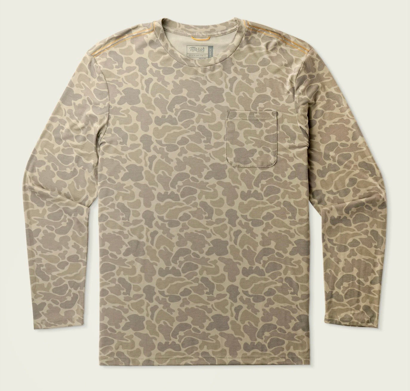 Marsh Wear Men’s Buxton Hagood Tech Crew L/S T-Shirt - Khaki Mallard Camo