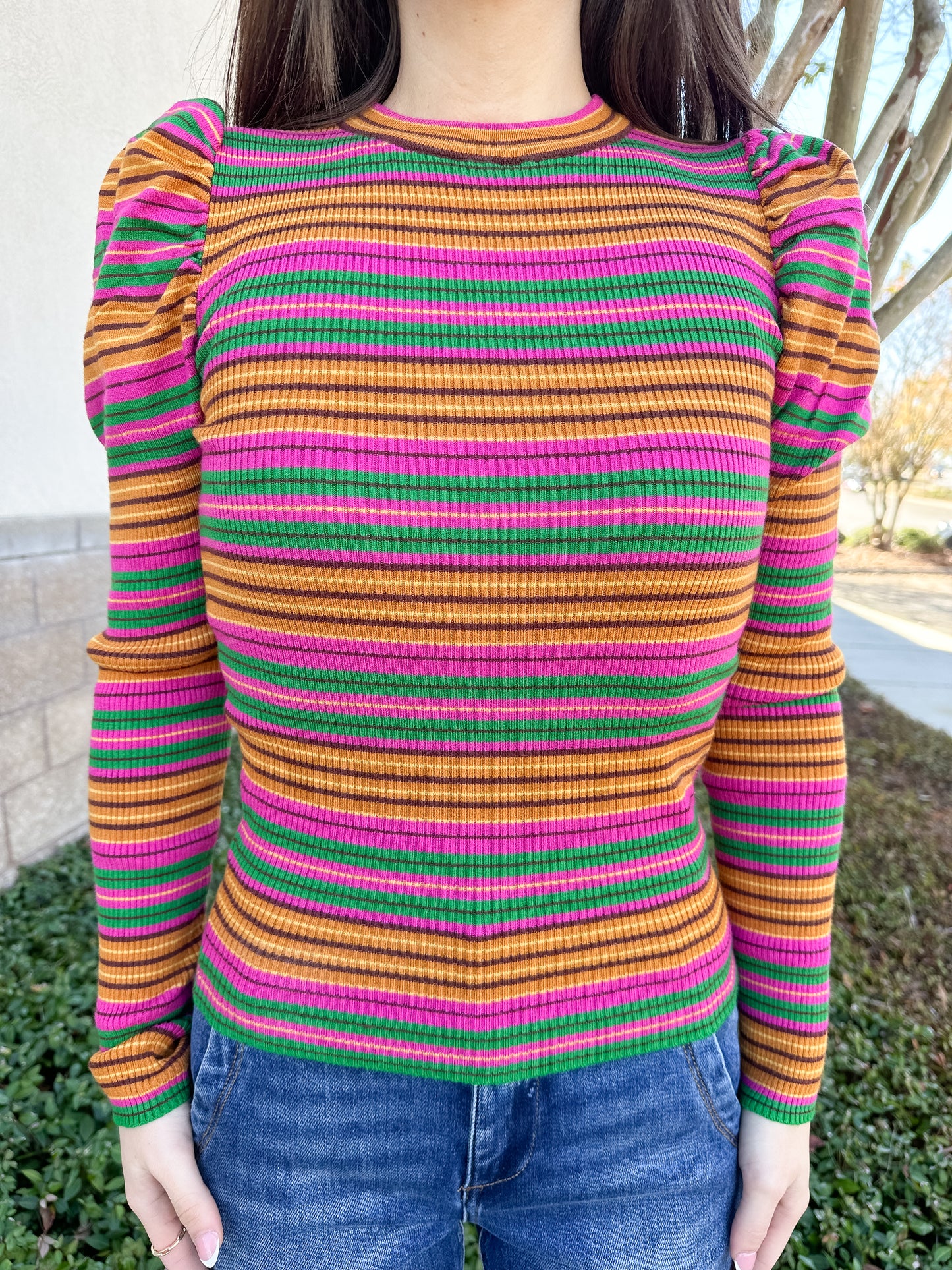 Fiesta Stripe Puff Sleeve Top