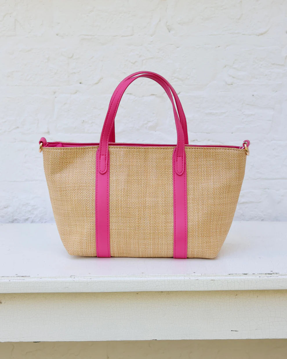 CH Georgie Mini Tote - Natural Hot Pink