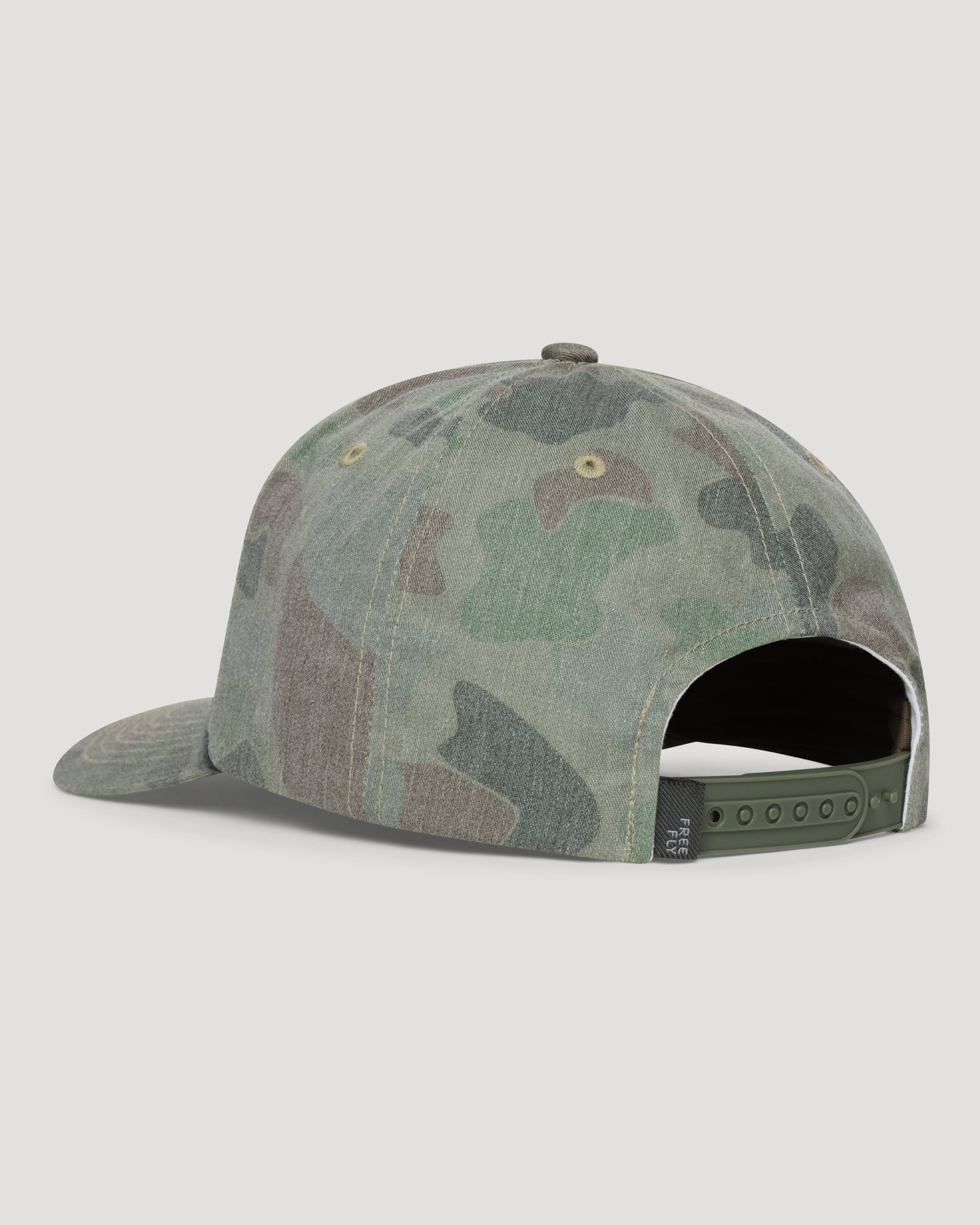 Free Fly Men’s Logo Performance Hat (Printed) - Vintage Camo Oil Green