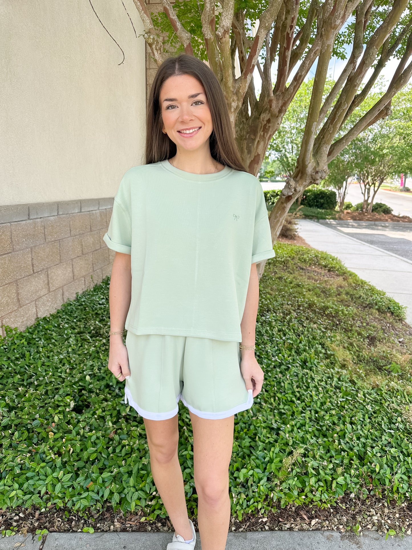 Maxine Pintuck Short - Sage