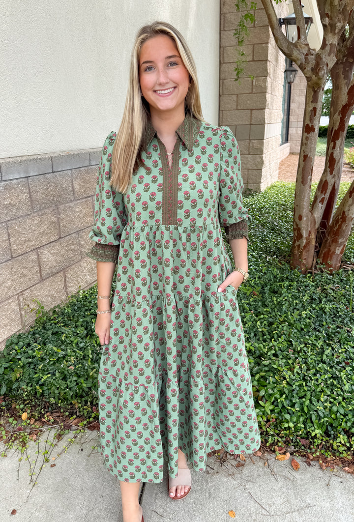 Eleanor Dress - Floral Foulard Vineyard