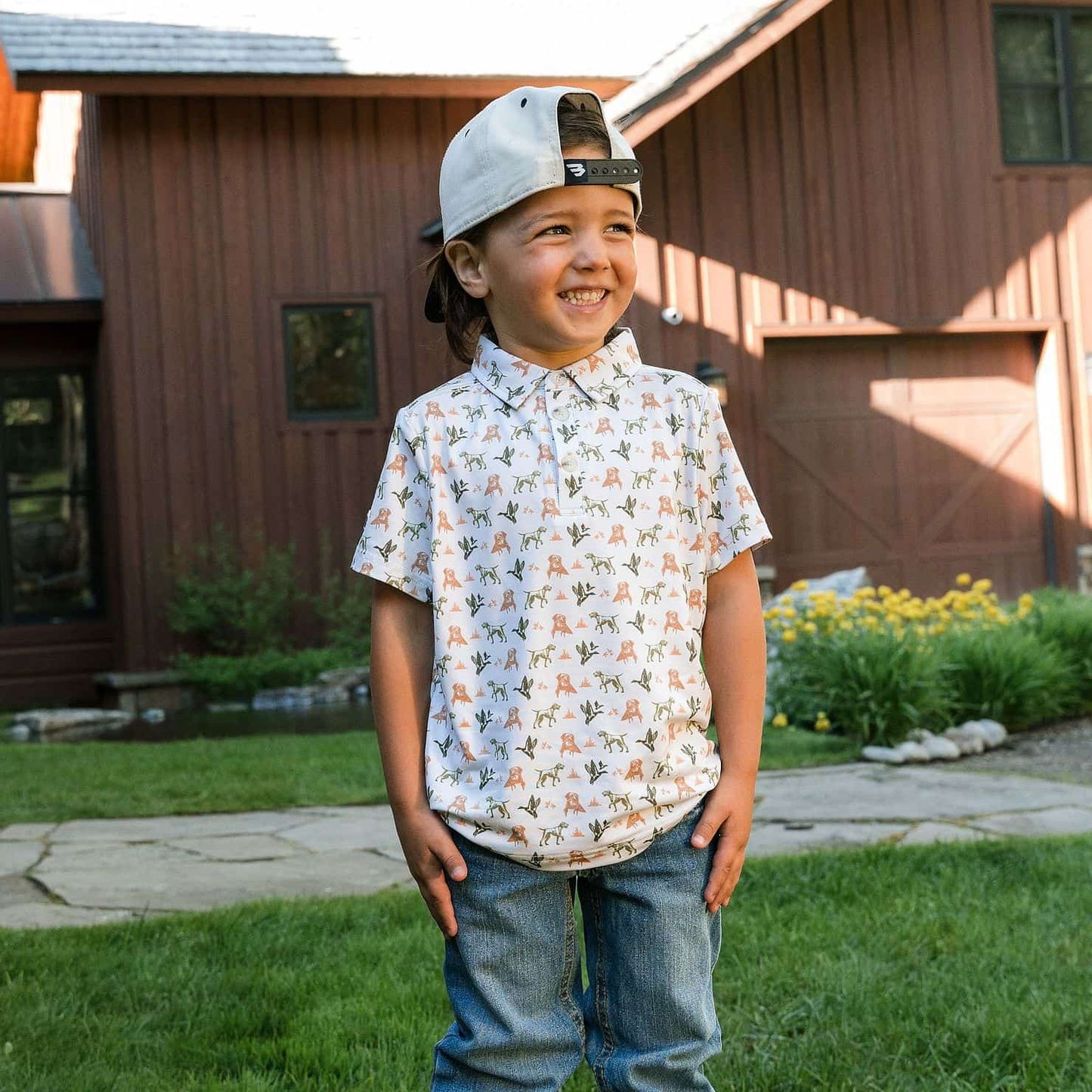 Burlebo Youth Performance Polo - Mallard Duck Dog