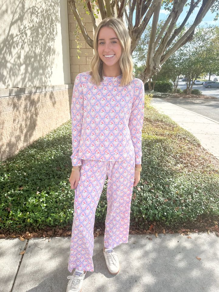 MS Annie PJ Pant Set - Santa Baby Bows
