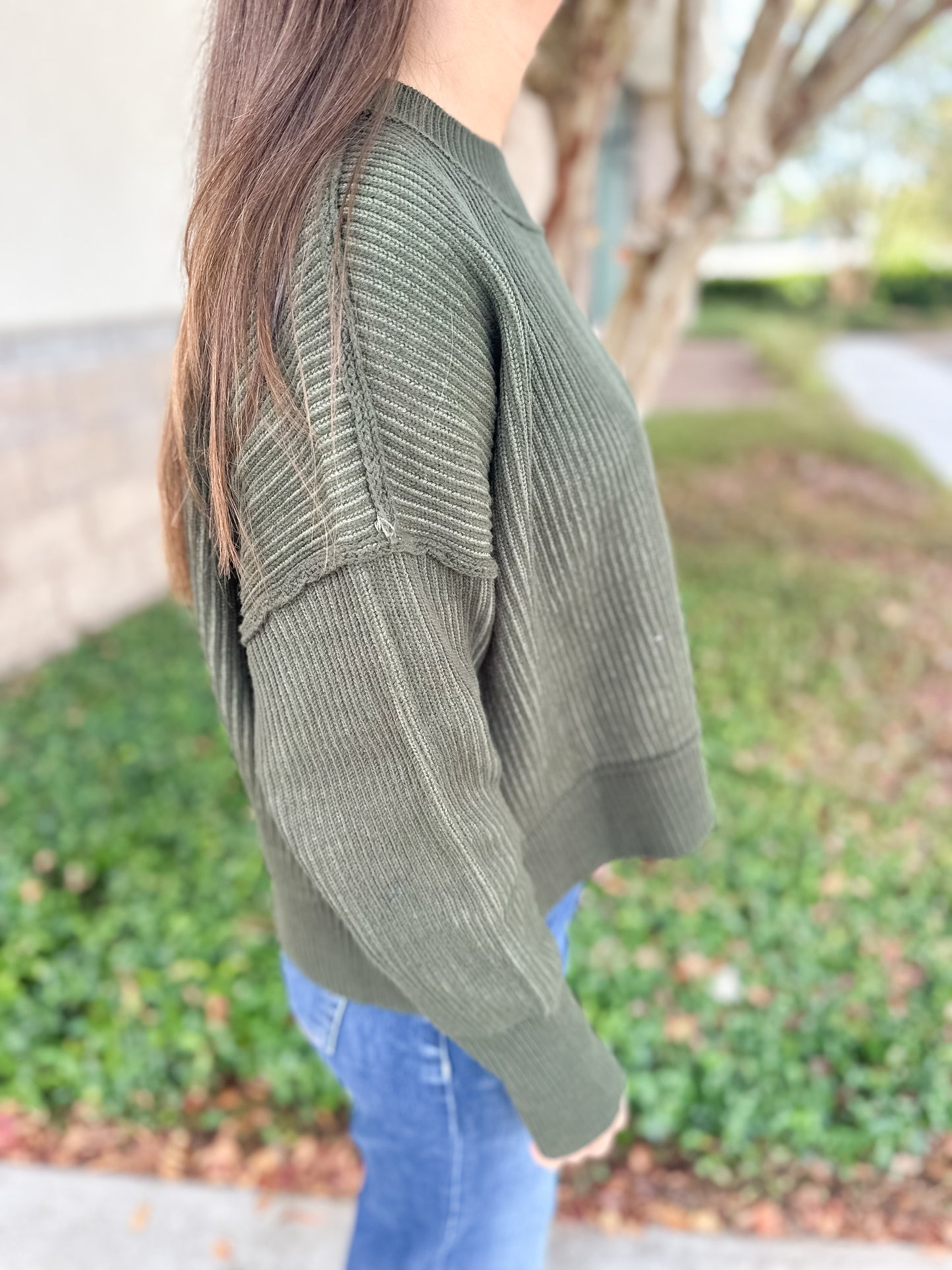 Courtney Ribbed Sweater - Dark Olive