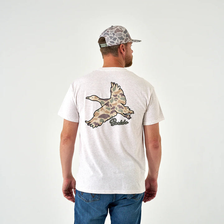 Burlebo Men’s  Flying Pintail Camo Duck Pocket T-Shirt - Oatmeal