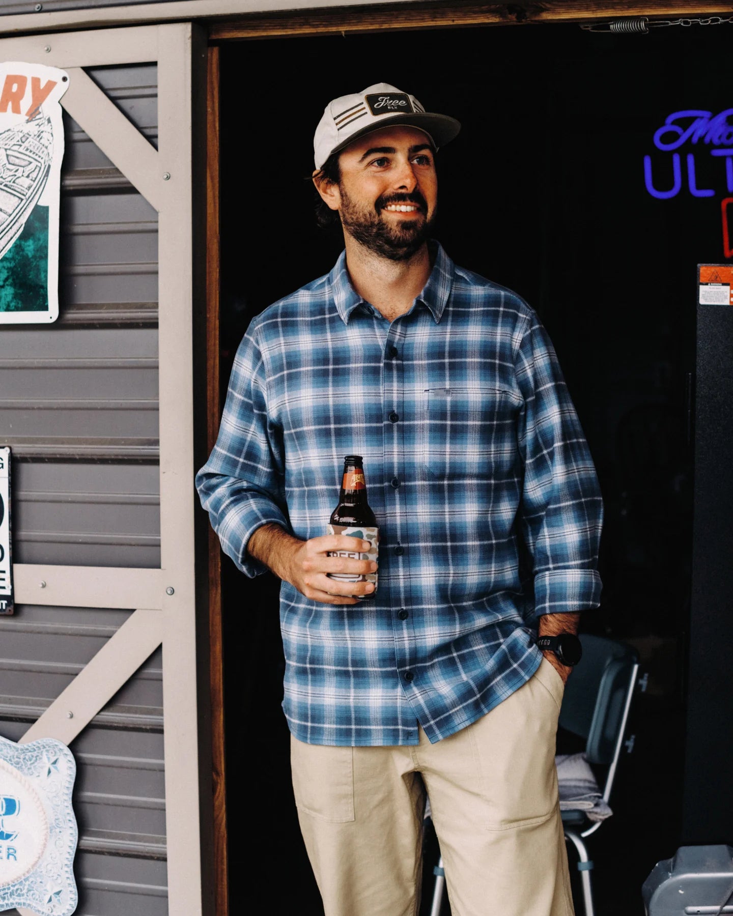 Free Fly Men’s Seawool Flannel Skirt - Storm Cloud Plaid