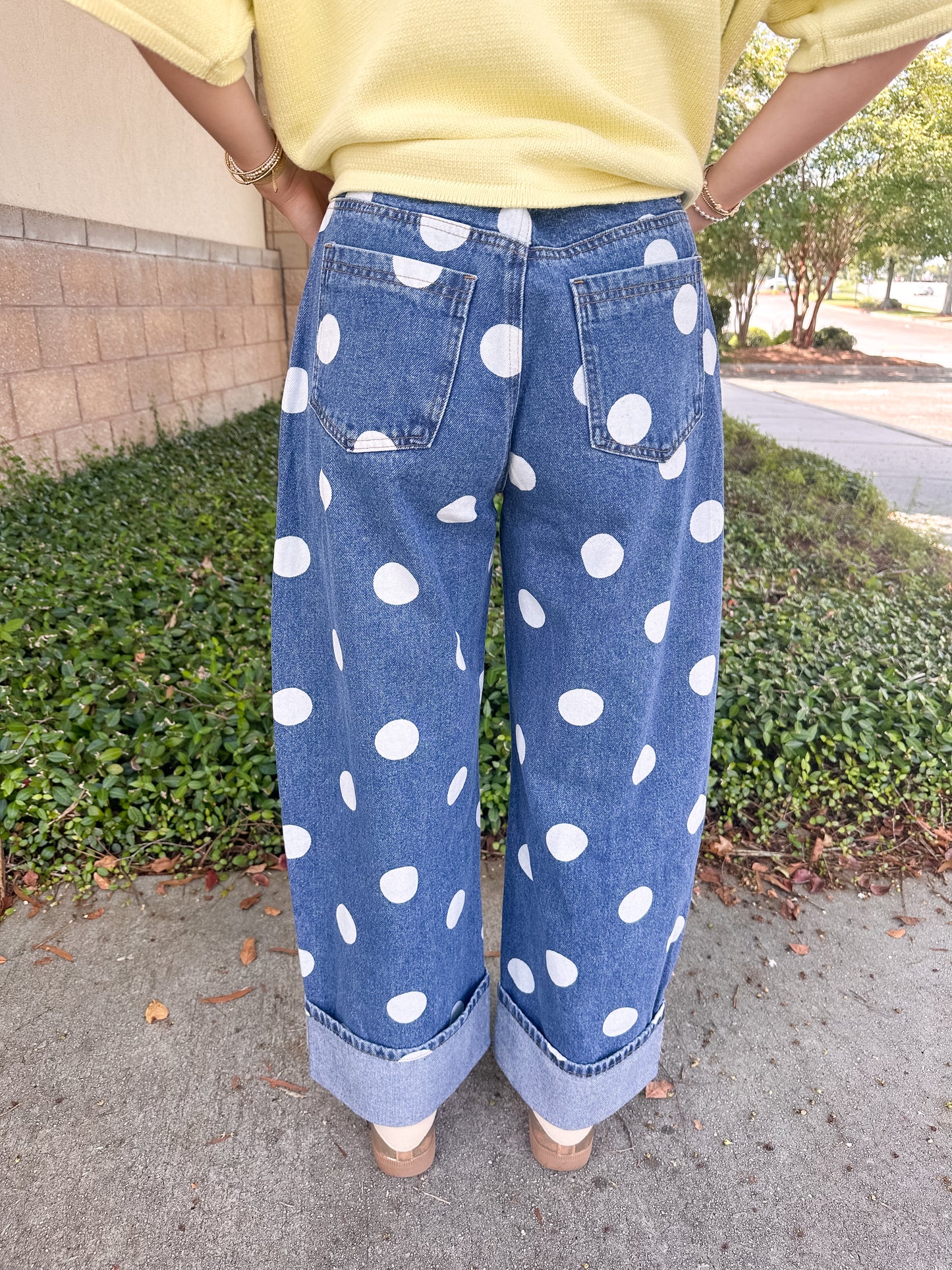 Rowan Polka Dot Barrel Jeans - Dark Wash