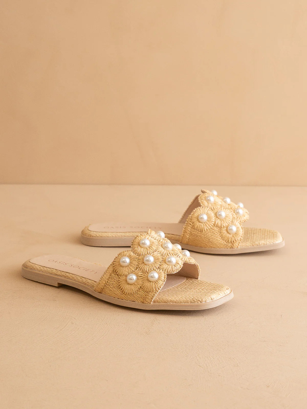 Cathleen Pearl Raffia Sandal - Natural