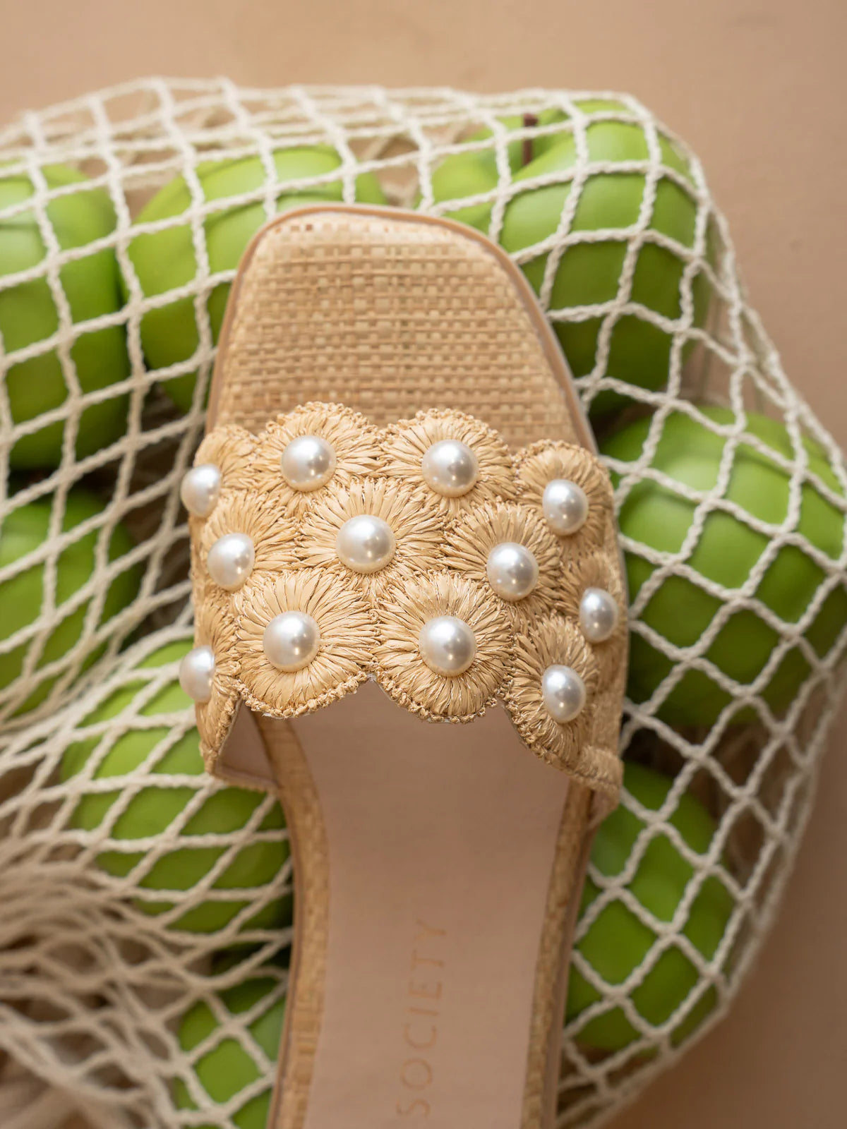 Cathleen Pearl Raffia Sandal - Natural