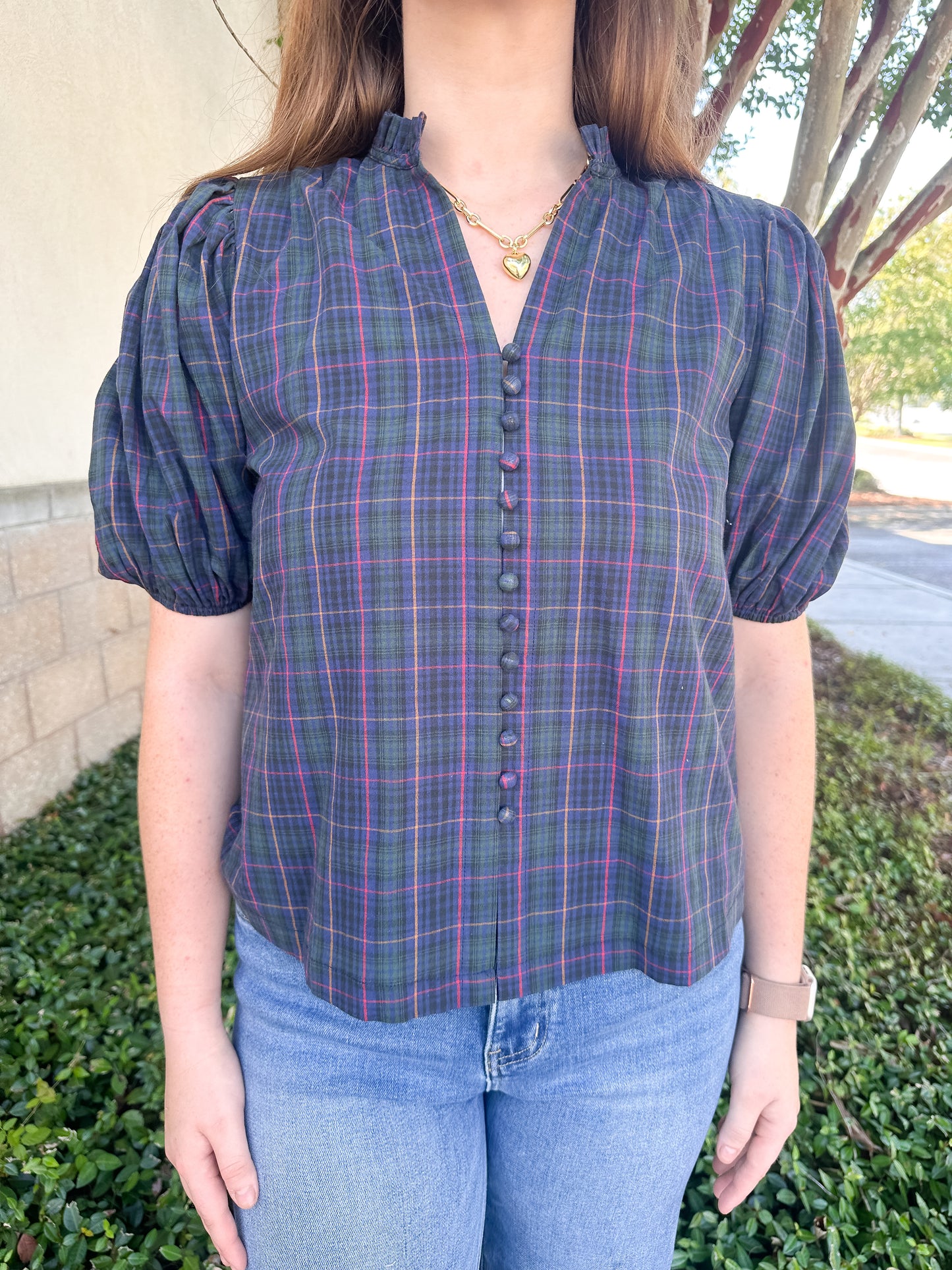 Sophia Plaid Top