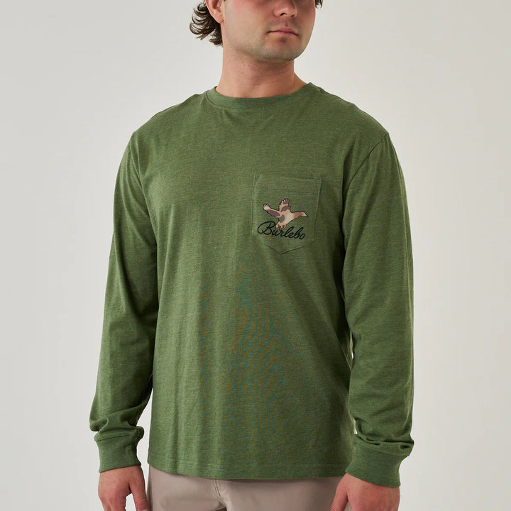 Burlebo Men’s Ducks Flying In L/S T-Shirt - Heather Olive