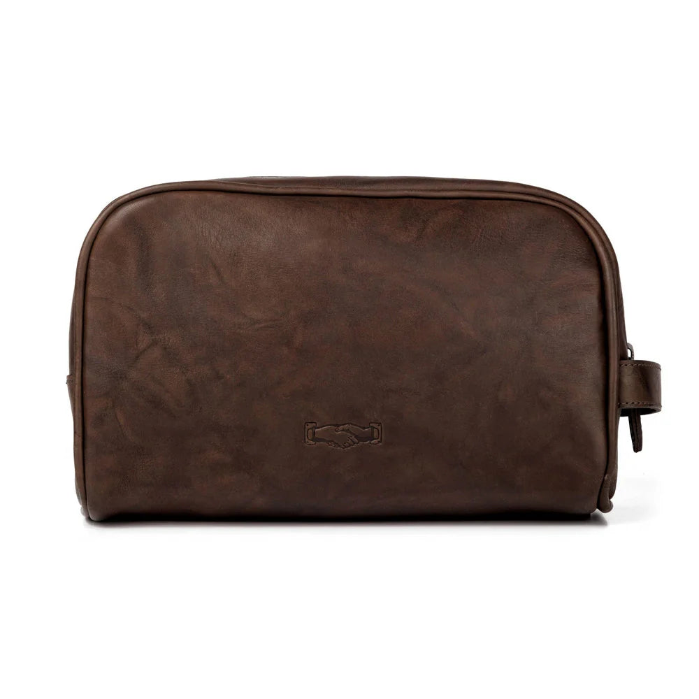 Mission Mercantile Benjamin Leather Toiletry Wash Bag - Walnut